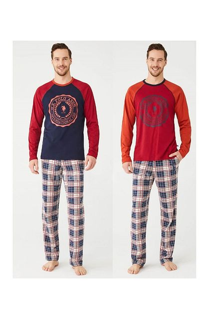 U S Polo Assn Us Polo Sifir Yaka Erkek Pijama Takimi 18342 Trendyol