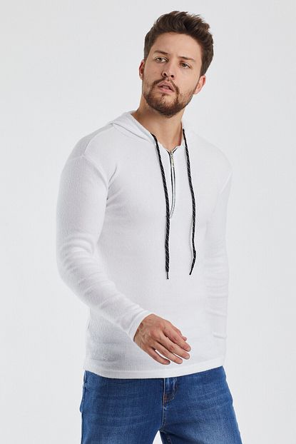 Philiploren Erkek Beyaz Kapsonlu Sweatshirt Trendyol