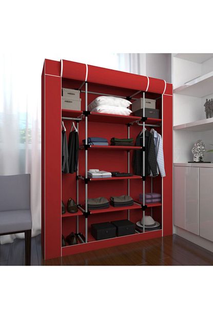 Berrado Kirmizi Metal Borulu Hangar Bez Gardrop Trendyol