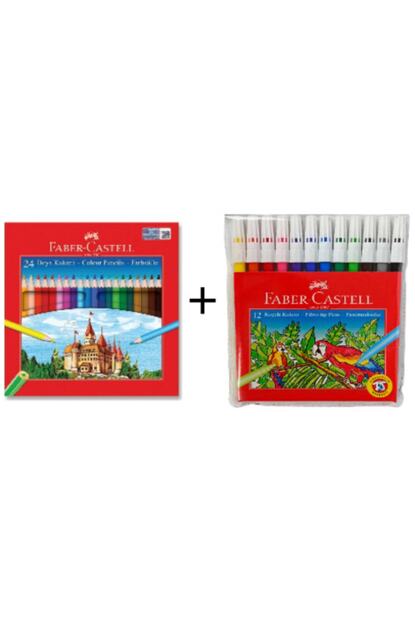 Faber Castell 24 Lu Kuru Boya 12 Renk Keceli Kalem Trendyol