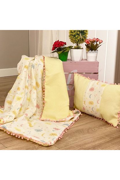 Mavi Vitrin Muslin 100 Pamuk Pike Cift Kat Bebek Battaniyesi Trendyol