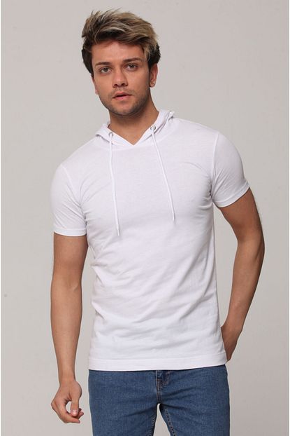 Tarz Cool Erkek Beyaz Kapusonlu T Shirt Trendyol