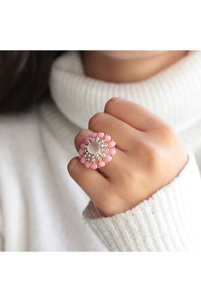 Sosyete Gkhn Pembe Cicekli Yuzuk Trendyol