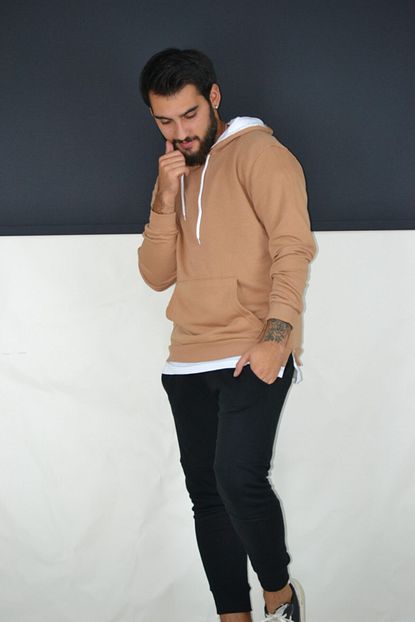 Trendbir Erkek Kahverengi Duz Sweatshirt Trendyol