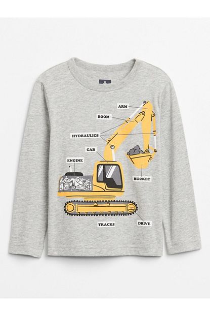 Gap Erkek Bebek Gri Grafik Uzun Kollu T Shirt Trendyol