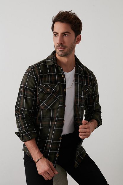 Buratti Ekoseli Cift Cepli Oduncu Gomlek Erkek Gomlek Cf21w112577 Trendyol