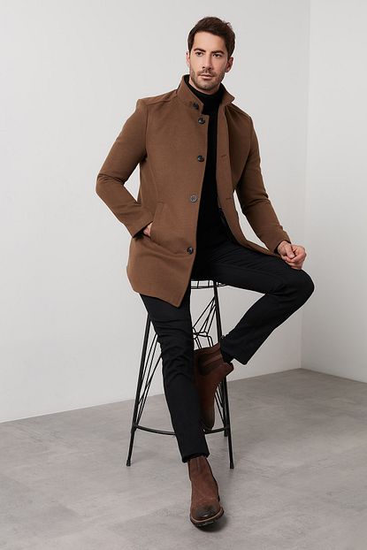 Buratti Slim Fit Pamuklu Kase Kaban Erkek Kaban 5840099 Trendyol