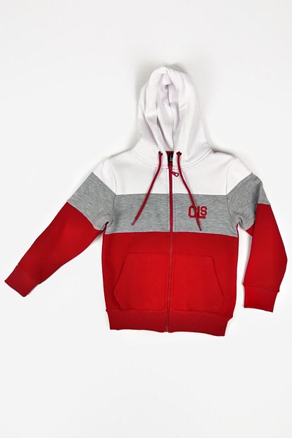 Cloise Erkek Cocuk Kirmizi Nakisli Fermuarli Kapsonlu Sweatshirt Trendyol