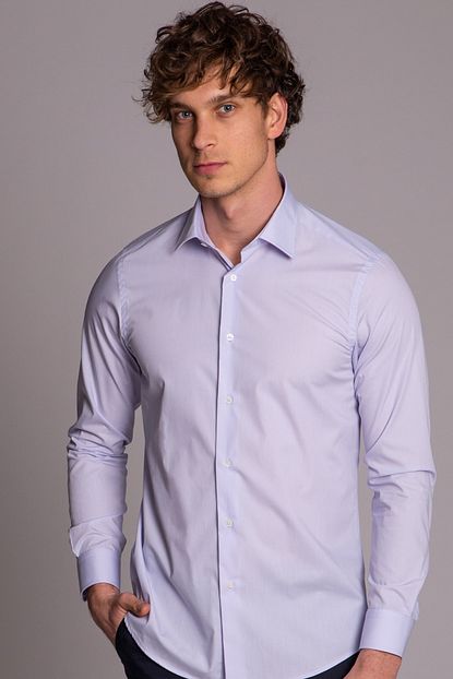 Dufy Acik Lila Ipeksi Klasik Erkek Gomlek Slim Fit Trendyol