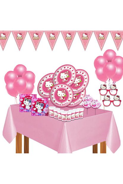 Balonevi Hello Kitty Dogum Gunu Parti Malzemeleri Susleri Seti 8 Kisilik Trendyol