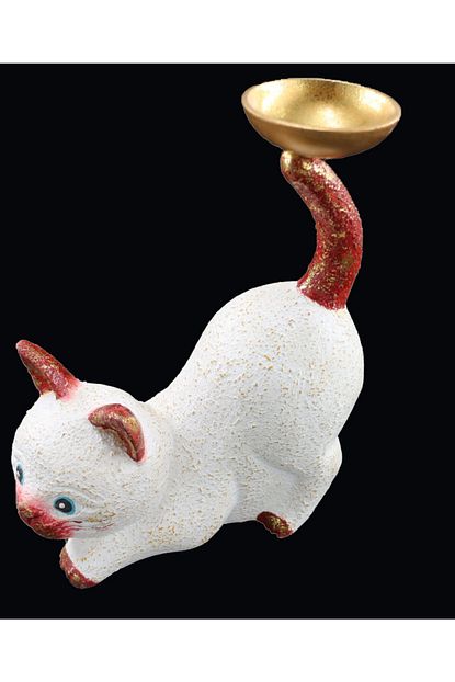 Tahtakale Toptancisi Polyester Kedi Mumluk El Boyama Biblo 17x23 Cm Trendyol