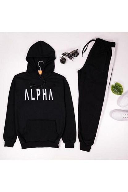 Alpha Erkek Siyah Kapsonlu Sweatshirt Es Beyaz Esofmani Trendyol