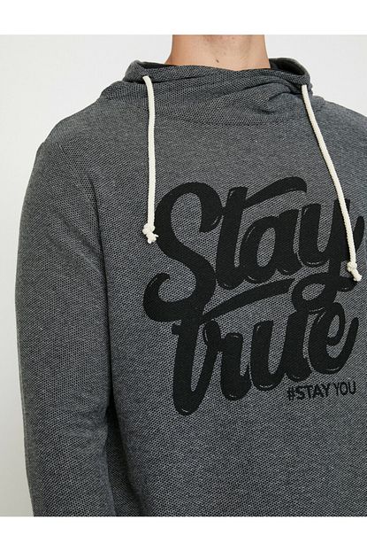 Koton Erkek Gri Yazili Baskili Sweatshirt Trendyol