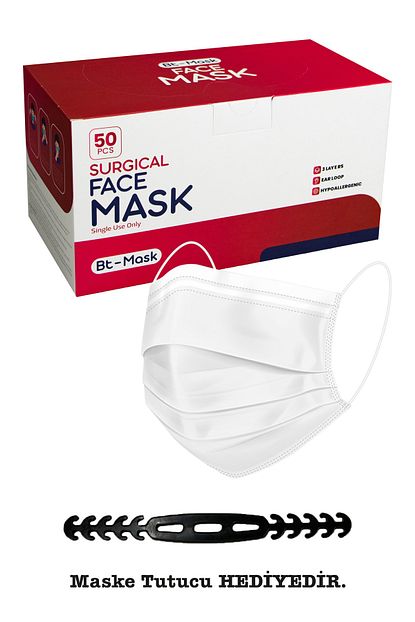 Btmask 3 Katli Burun Telli Beyaz Cerrahi Maske Maske Tutucu Hediye 100 Adet Fiyati Yorumlari Trendyol