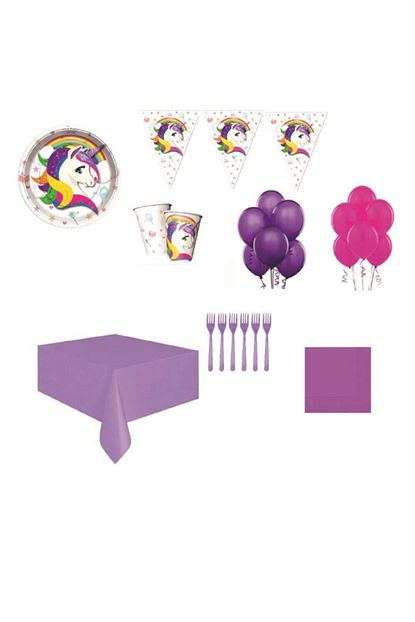 Parti Furyasi Unicorn Unicorn Dogum Gunu Parti Malzemeleri Susleri Seti 8 Kisilik Trendyol
