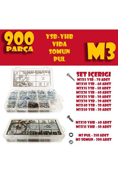 Site Hirdavat 900 Parca M3 Vida Civata Somun Pul Seti Trendyol