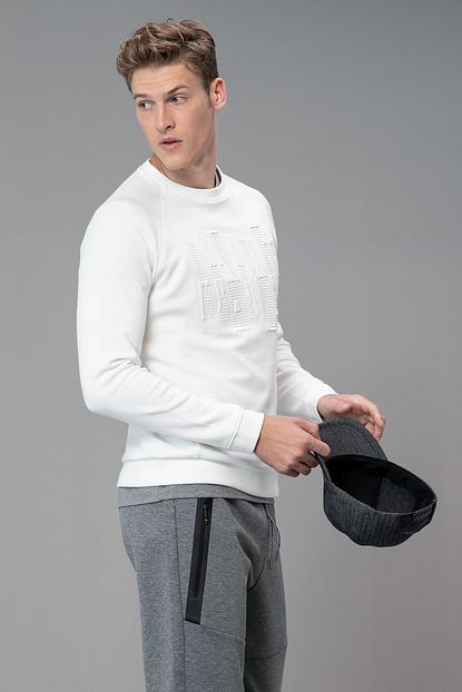 Lufian Erkek Ulutas Sweatshirt Kirik Beyaz 112030017100510 Trendyol