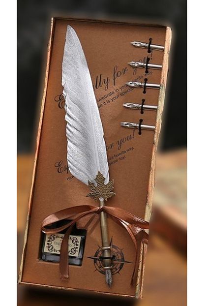 kaligrafi retro tuy divit kalem murekkep hediyelik set ve 5 farkli uc 27 cm