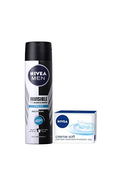 nivea invisible black white fresh erkek deodorant 150 ml creme soft sabun 100 gr set fiyati yorumlari trendyol