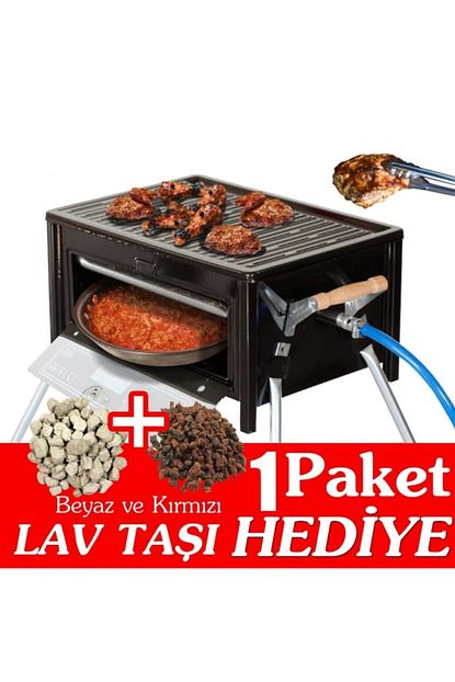 Simline Kirmizi Lav Tasi Hediyeli Cam Firinli Tuplu Mangal Trendyol
