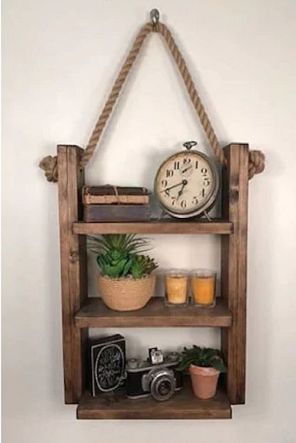 Worldwooden Dekoratif El Yapimi 3 Gozlu Masif Ahsap Raf Kitaplik Trendyol