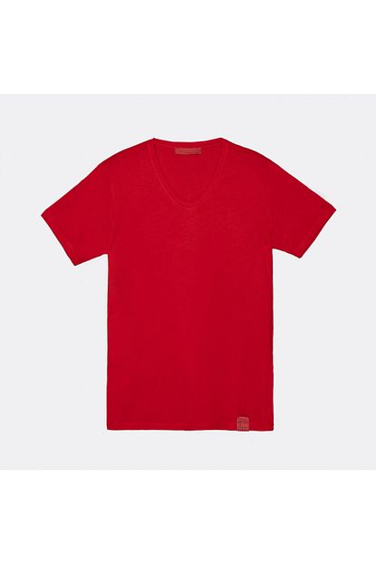 Breezy Erkek Kirmizi V Yaka Duz T Shirt Trendyol