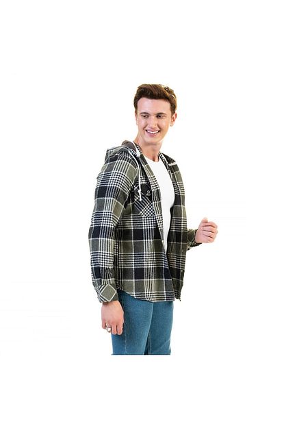 Exve Exclusive Erkek Yesil Siyah Kareli Yunlu Kapsonlu Oduncu Western Gomlek Trendyol