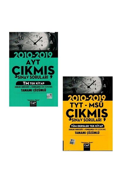 Cap Yayinlari Ayt Tm Tyt Msu Tum Dersler Tek Kitap Cikmis Sinav Sorulari 2010 2019 2 Li Set Trendyol
