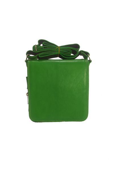 erkek yesil hakiki deri cift gozlu postaci cantasi