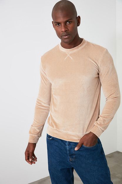 Trendyol Man Tas Erkek Bisiklet Yaka Kadife Sweatshirt Tmnaw20sw0204 Trendyol