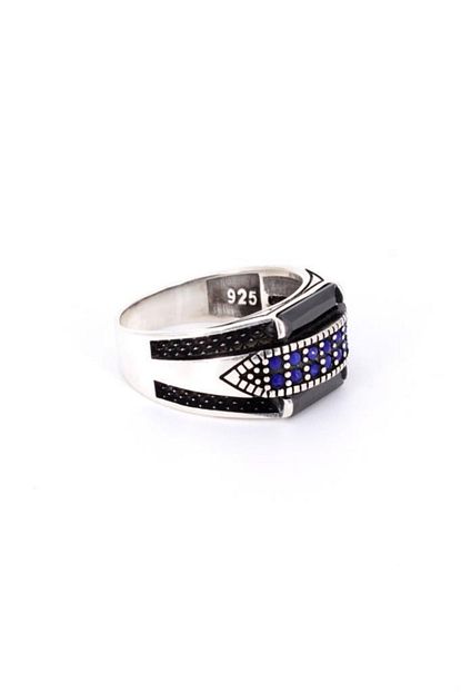 Dalmarkt Sapphire Onyx Tasli Erkek Yuzuk 925 Ayar Gumus Trendyol