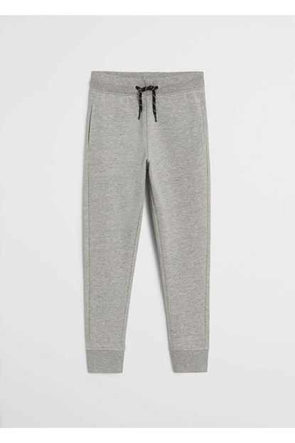 Mango Kids Erkek Cocuk Gri Organik Pamuklu Bagcikli Jogger Pantolon Trendyol