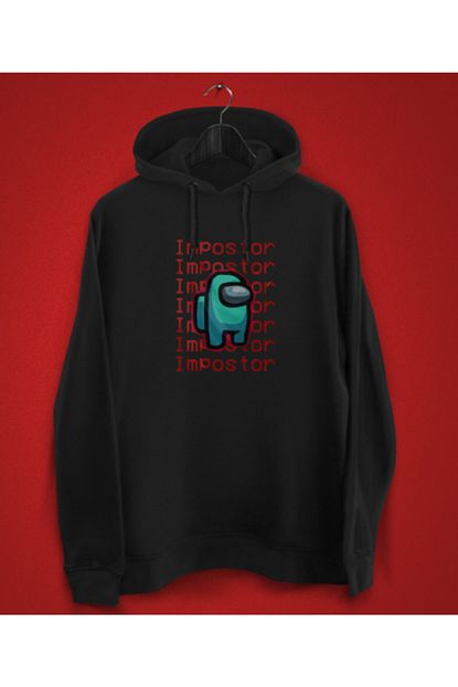 Yeachy Erkek Siyah Among Us Baskili Sweatshirt Trendyol