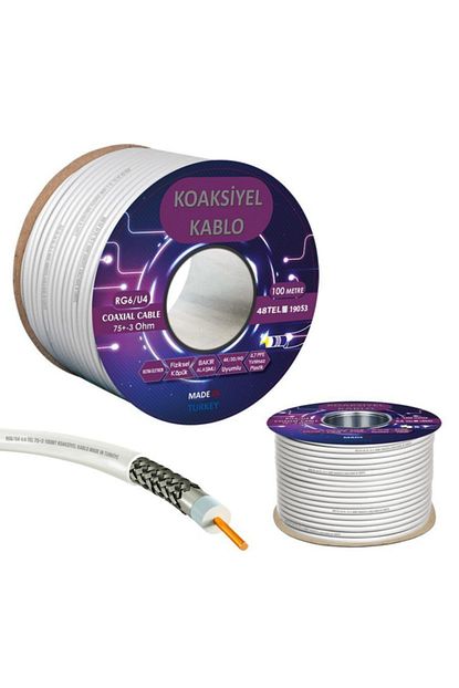 Erk Kablo Uydu Anten Kablosu Rg6 U4 48tel 100 Metre Trendyol