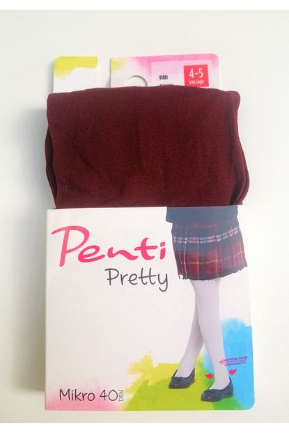 Penti 4 Lu Kiz Cocuk Duz Bordo Micro 40 Mus Kulotlu Corap Trendyol