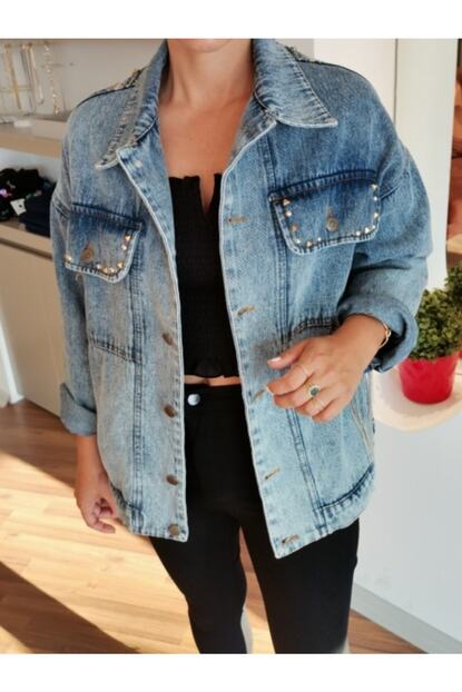 Unique Boutique Kadin Mavi Tasarim Nakisli Kot Ceket Fiyati Yorumlari Trendyol