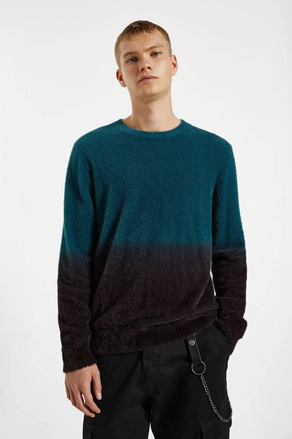 Pull Bear Erkek Mavi Tonu Batik Desenli Blok Renkli Kazak 09557501 Trendyol