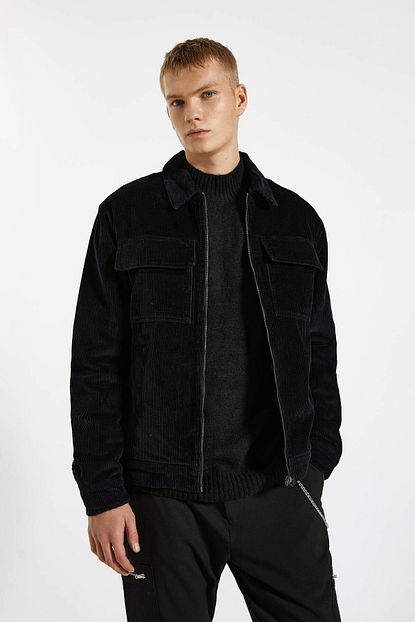 Pull Bear Erkek Koyu Lacivert Lacivert Fitilli Kadife Ceket 09710542 Trendyol