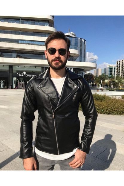 Gentofsky Erkek Deri Yandan Fermuarli Ceket Trendyol