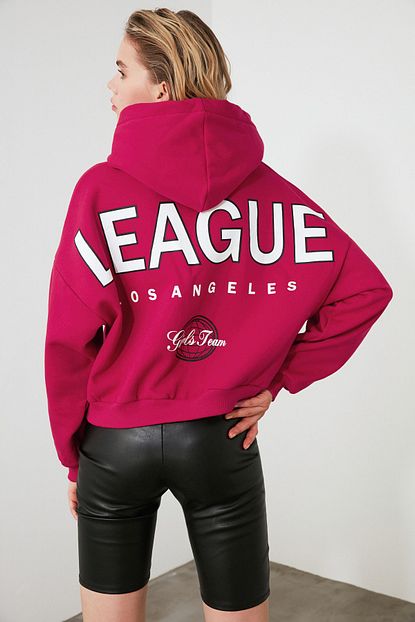 Trendyolmilla Kirmizi On Ve Sirt Baskili Basic Orme Sweatshirt Twoaw21sw0047 Trendyol