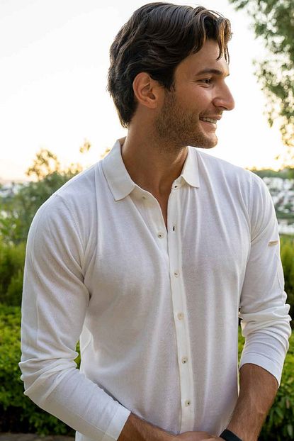Silk And Cashmere Erkek Beyaz Ipek Karisimli Gomlek Trendyol