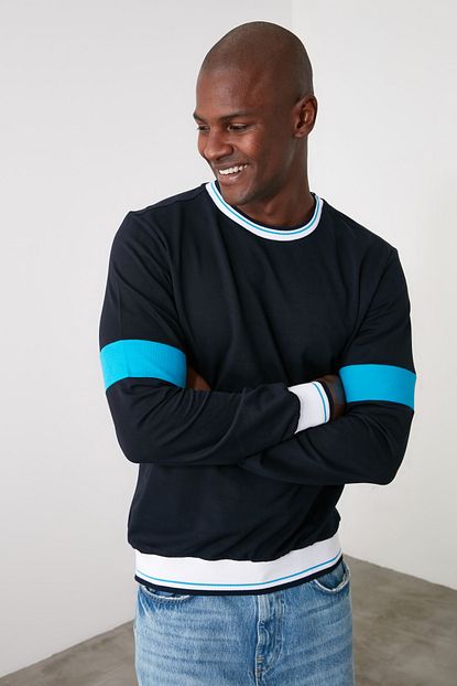 Trendyol Man Lacivert Erkek Sweatshirt Tmnaw21sw1018 Trendyol