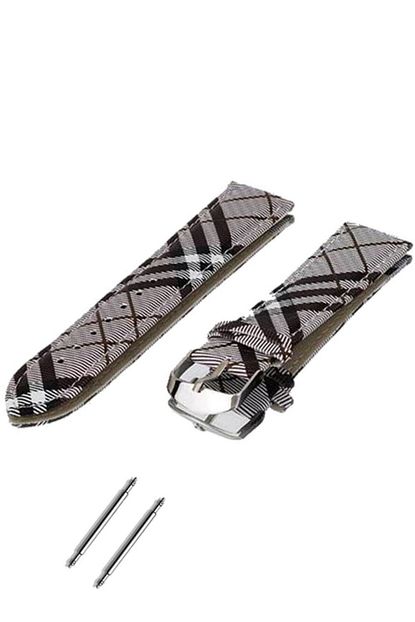 Trendburada 22mm Bordo Renk Burberry Desenli Deri Saat Kordonu Kayisi Trendyol