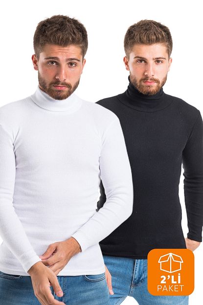 Taptarz Cok Renkli Erkek 2 Li Balikci Yaka Slim Fit Kazak Trendyol