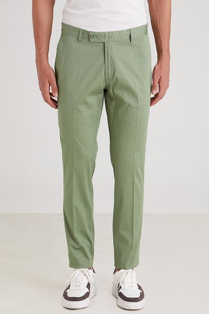 Dufy Yesil Duz Ribana Orgu Erkek Pantolon Slim Fit Trendyol