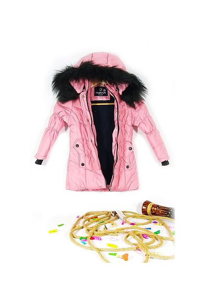 Hemam Collection Kiz Cocuk Pembe Mont Kaban Ici Polarli Cikarilabilir Kapuson Mont Trendyol