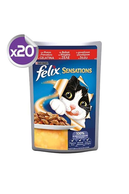 Felix Sensations Sigir Etli Ve Domatesli Yas Kedi Mamasi 100 Gr X 20 Trendyol