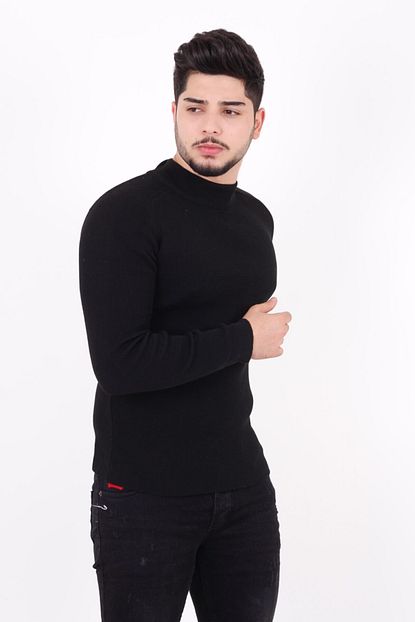 Stil Kombin Erkek Siyah Baros Yarim Bogazli Balikci Kazak Trendyol