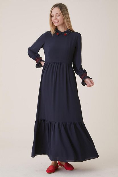 Kayra Kadin Lacivert Elbise Ky A9 83001 11 Trendyol
