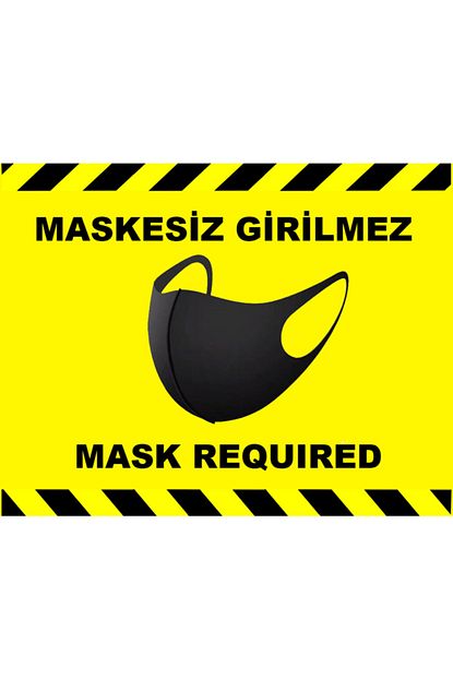 Weppe Sosyal Mesafe Maske Uyari 15x20cm Sari Turkce Ingilizce Etiket Sticker C4 15 Trendyol